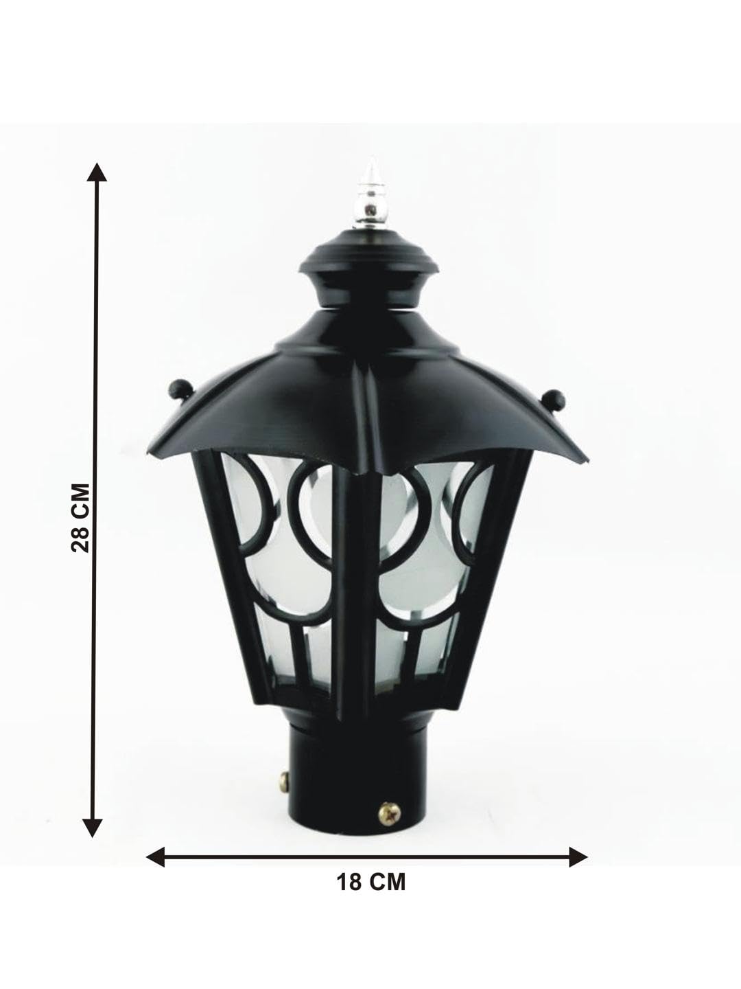 1st Time Attractive & Stylish Waterproof Outdoor Gate Lamp - Black & White, 18 x 21 x 28 CM, Perfect for Garden, Lawn, and Outdoor Lighting 1