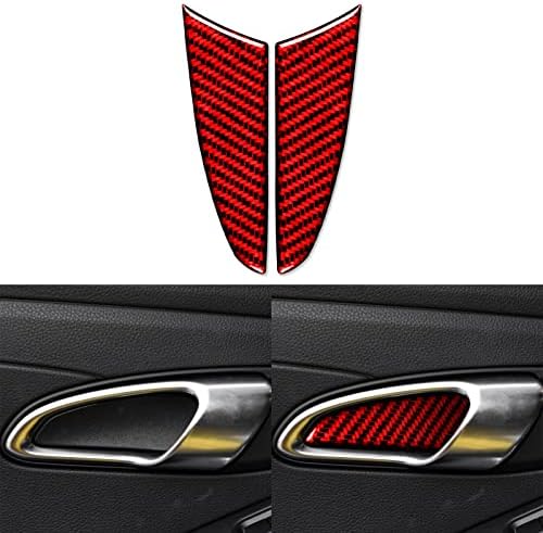 UOADA for Porsche 718 982 Cayman Boxster T S GTS GTS4.0 Spyder GT4 RS Real Carbon Fiber Car Interior Accessories Door Inner Side Handle Switch Bowl Cap Cover Trim Door Panel Decorative Sticker (red)