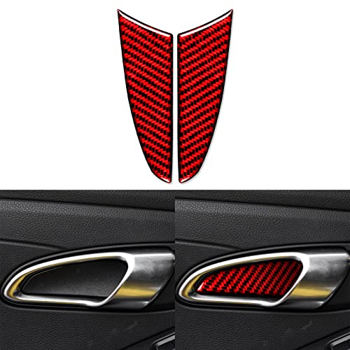 Uoada For Porsche 718 982 Cayman Boxster T S Gts Gts4.0 Spyder Gt4 Rs Real Carbon Fiber Car Interior Accessories Door Inner Side Handle Switch Bowl Cap Cover Trim Door Panel Decorative Sticker (Red) #TOP29