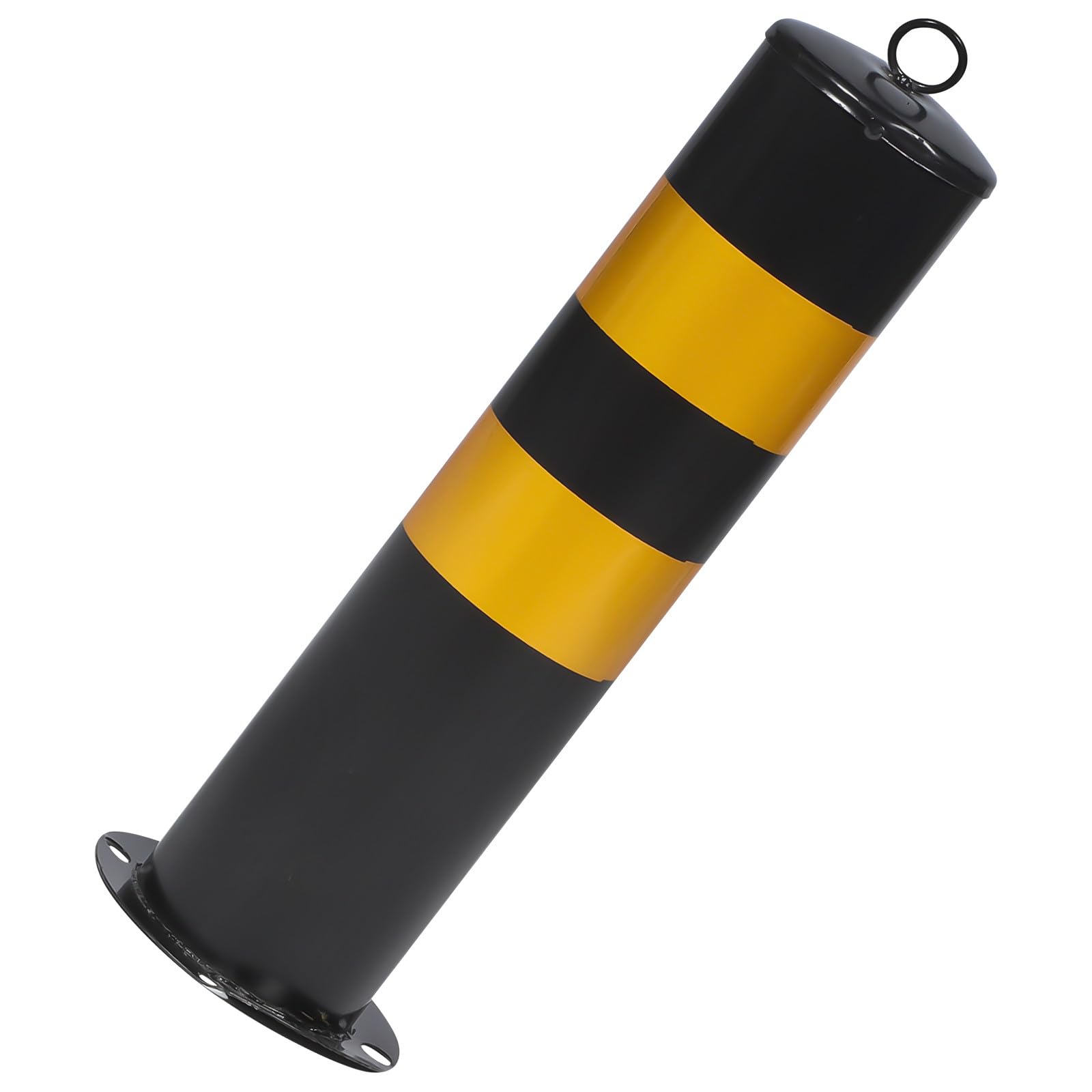 GALPADA Bolardo de Seguridad Vial de Acero Laminado en Frío 50 Cm Negro y Amarillo Cinta Reflectante para Barrera de Tráfico, Poste de Aislamiento para Control Vehicular y Delimitación
