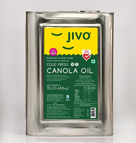 Image of JIVO Canola Cold Press Oil,Cooking Oil 15 LTR | Cooking Oil for Daily use | Recommended by Indian Medical Association | (Pack of 1)