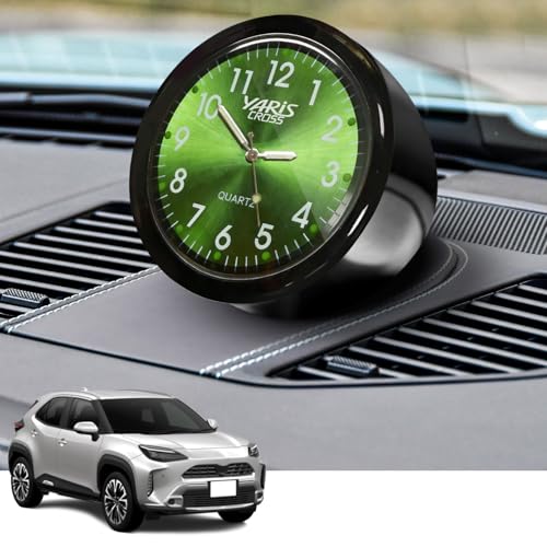 HUDIY 車用時計 新型ヤリスクロス 10系 15系 車用夜光時計 夜光 車用クオーツ ミニクォーツ 3WAY取り付け可能(ダッシュボード/エアベント/平面) スティックオン クリップ付属 セット 車の装飾 日本語取扱説明書付き