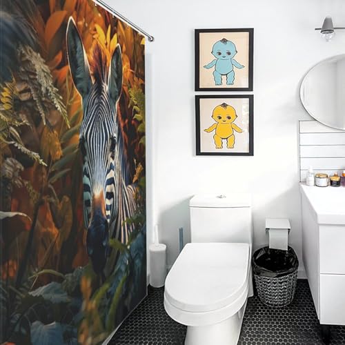 Rideau de douche de qualité zèbre en textile polyester lavable 92x183cm