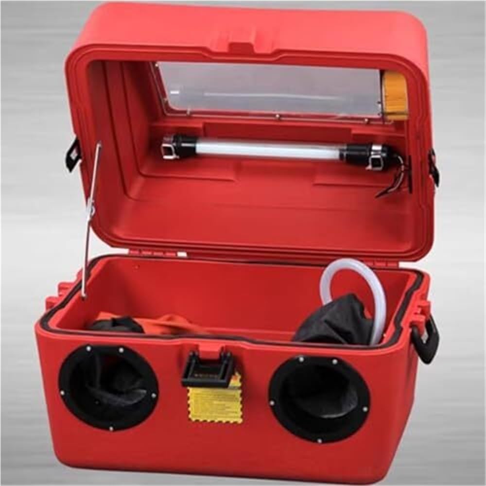 The Tabletop Pneumatic sandblasting Booth is Equipped with Built-in Light Strips and Filters, and can be Used for Rust Removal, Dirt, and Paint