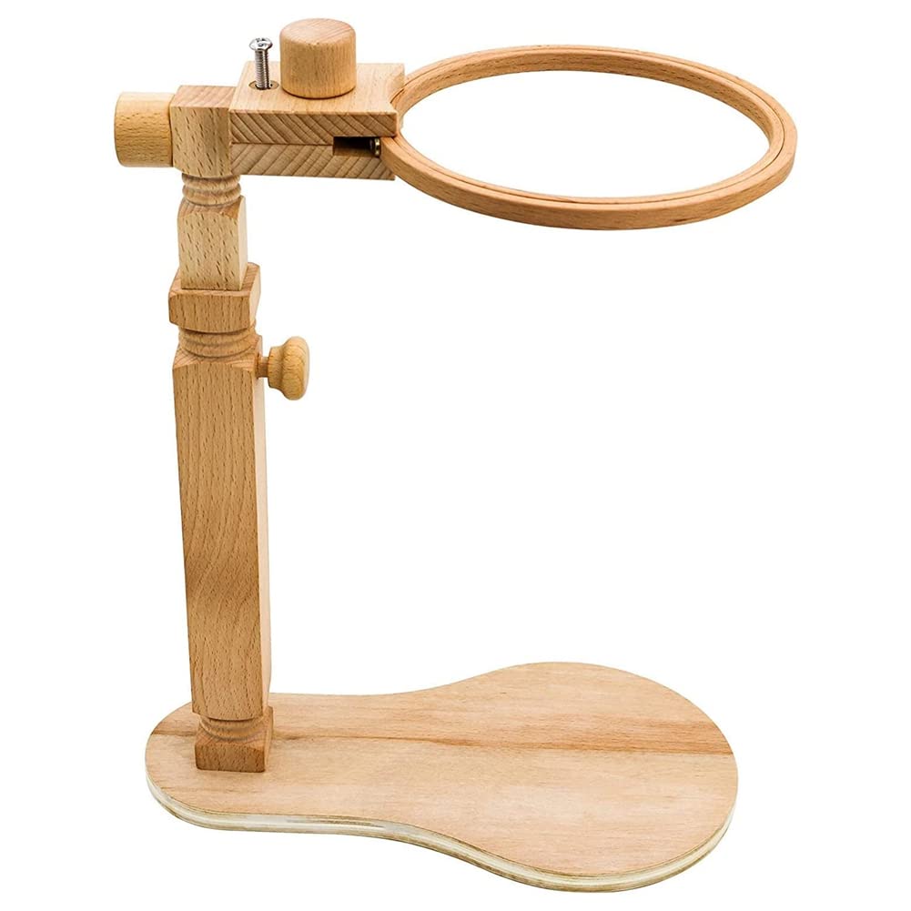 CTRLZS Embroidery Stand Rotated CrossStitch Stand Lap Beech Wood Embroidery Hoop Holder Hands Free Needlepoint Frame Stand