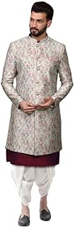kisah Sherwani Set for Men – Silk Blend Jacquard Indo Western Sherwani with Kurta and Dhoti | Designer Ethnic Outfit for Weddings & Festivals, Multi, 38-picture-17