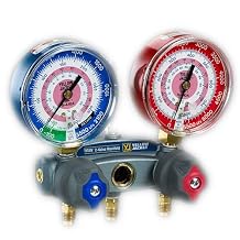 Yellow Jacket 49836 Manifold with Red/Blue Gauges, bar/MPa Scale, R-134A/404A/407C Refrigerant