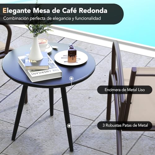 COSTWAY Conjunto Jardin Exterior de 3 Piezas, 2 Sillones de Textilene y Mesa de Café, Marco de Aluminio, Muebles Mesa y Sillas Jardin Terraza Balcon Exterior - imagen 2