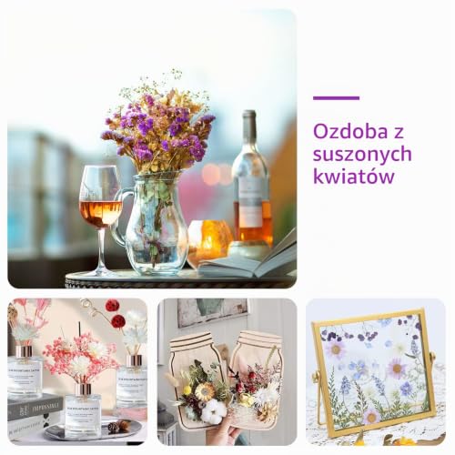 Suszone kwiaty do żywicy, dekoracji, świec i dekoracji epoksydowych - bukiet do rzemiosła, scrapbookingu i dekoracji kwiatowych (fioletowy)