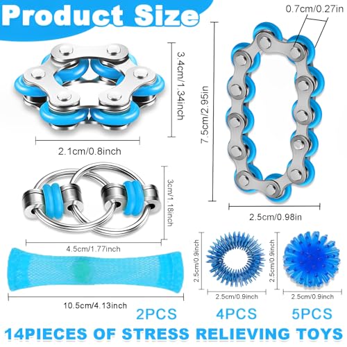 AHEJIOO 14 Stück Fidget Toys Set Für Erwachsene Kinder, Skills Set, Anti Stress Spielzeug, Stressabbau Spielzeug, Für Stressabbau, Konzentration, ADHS, Entspannung, Unterhaltung