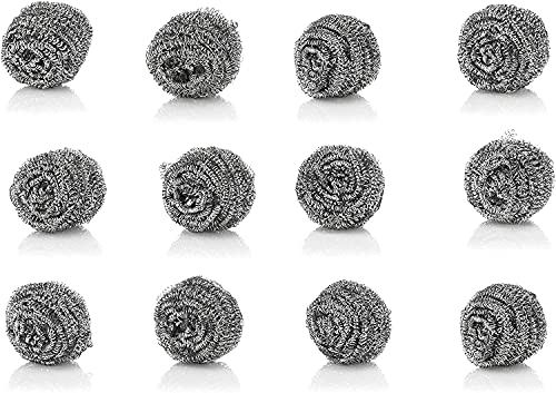 Stainless Steel Sponges Scourer, Steel Wool Scrubber, Scrubbing Scouring Pad for Pots, Pans and Ovens Great for Kitchen, Bathroom, Outdoors by EcoQuality (48)