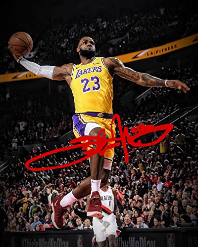 Cartel de baloncesto firmado por Lebron James, jugador para los Lakers de Los Ángeles, pantalla de impresión autografiada, decoración de pared de la NBA (enmarcado, A4) Cover
