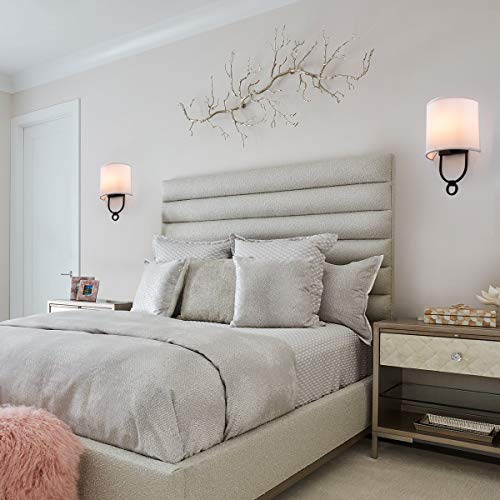 VILUXY Modern Wall Sconces Bedside Wall Sconce Lighting Fixture with White Fabric Shade for Bedroom, Hallway, Entryway, Passway, Bathroom, Vanity 2 Pack - Thumbnail 2