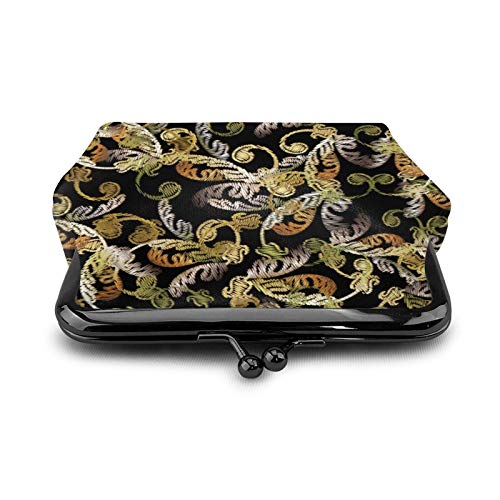 Kiss-Lock Coin Purses Embroidery Floral Pattern Buckle Coin Purses Women's Kiss-Lock Closure Mini Vintage Pouch Leather Hasp Makeup Wallets Card Holder Cute For Men Women Girls Bags… #TOP1