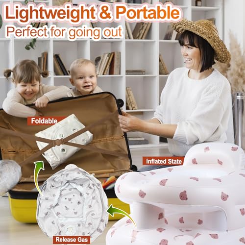 Image of Upgraded Inflatable Baby Seat with Safety Guardrails, Thicker Sit Me Up Floor Seat for Baby Chair Sit Me Up, Blow Up Baby Chair Built in Air Pump for Babies 3-36 mth