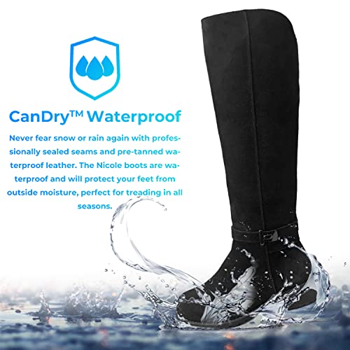 Comfy Moda Winter Boots For Women Waterproof Snow, Knee High Boots Women, Nicole, Suede Leather, Black, Size 11 #TOP1