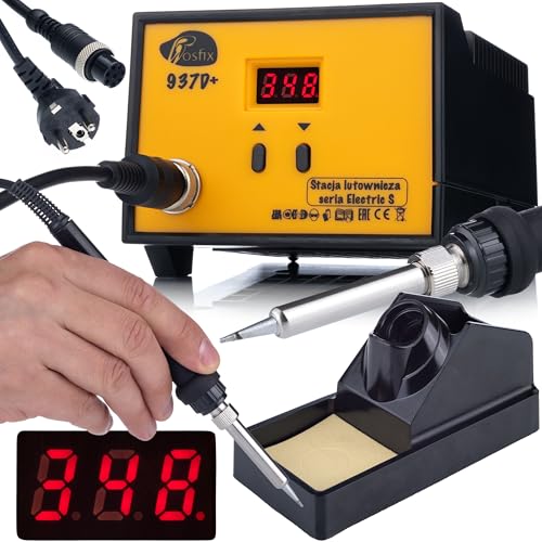 Rosfix Stazione Saldante 937D+ – 60W, Display LCD, 200–480°C, ESD Safe, Riscaldamento Rapido, Punta 900M | Regolazione Digitale | Lavori Elettronici | Stazione di Saldatura