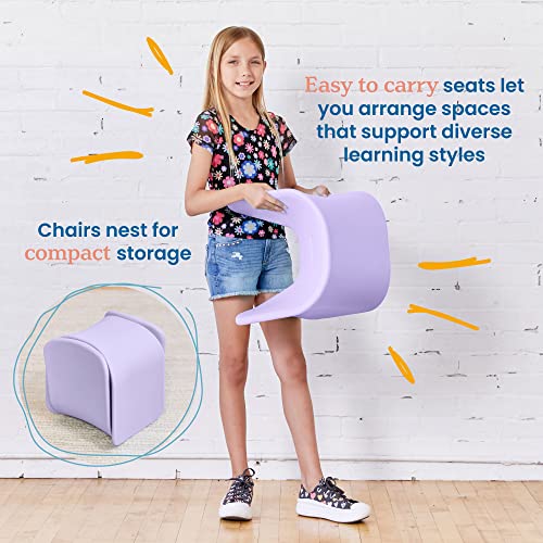 Image of ECR4Kids Wave Seat Perch Stool, 14in - 15.1in Seat Height, Flexible Seating, Light Purple, 2-Pack