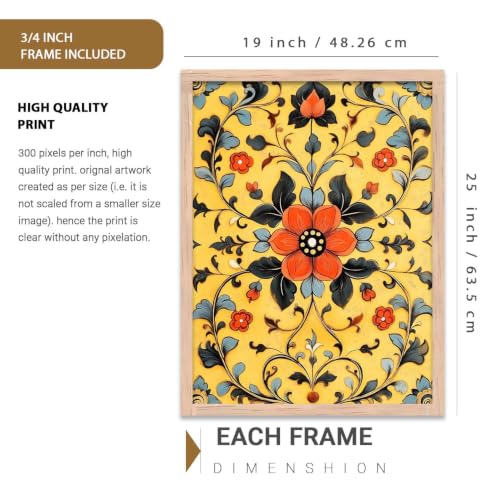 Image of kotart Indian Madhubani Wall Decoration | Madhubani Art With Frame For Living Room Bed Room Hotel Wall Decor Digital Reprint Set of 3 (19X25 inch)