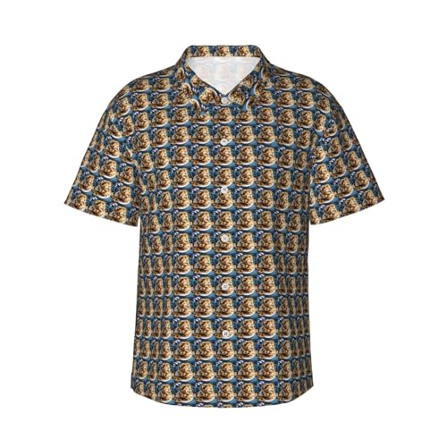 gvndaa Cookies Food - Camisa hawaiana de manga corta para hombre, con chispas de chocolate, con estampado de galletas, ligera, informal, vacaciones, playa, crucero, verano, Negro, L