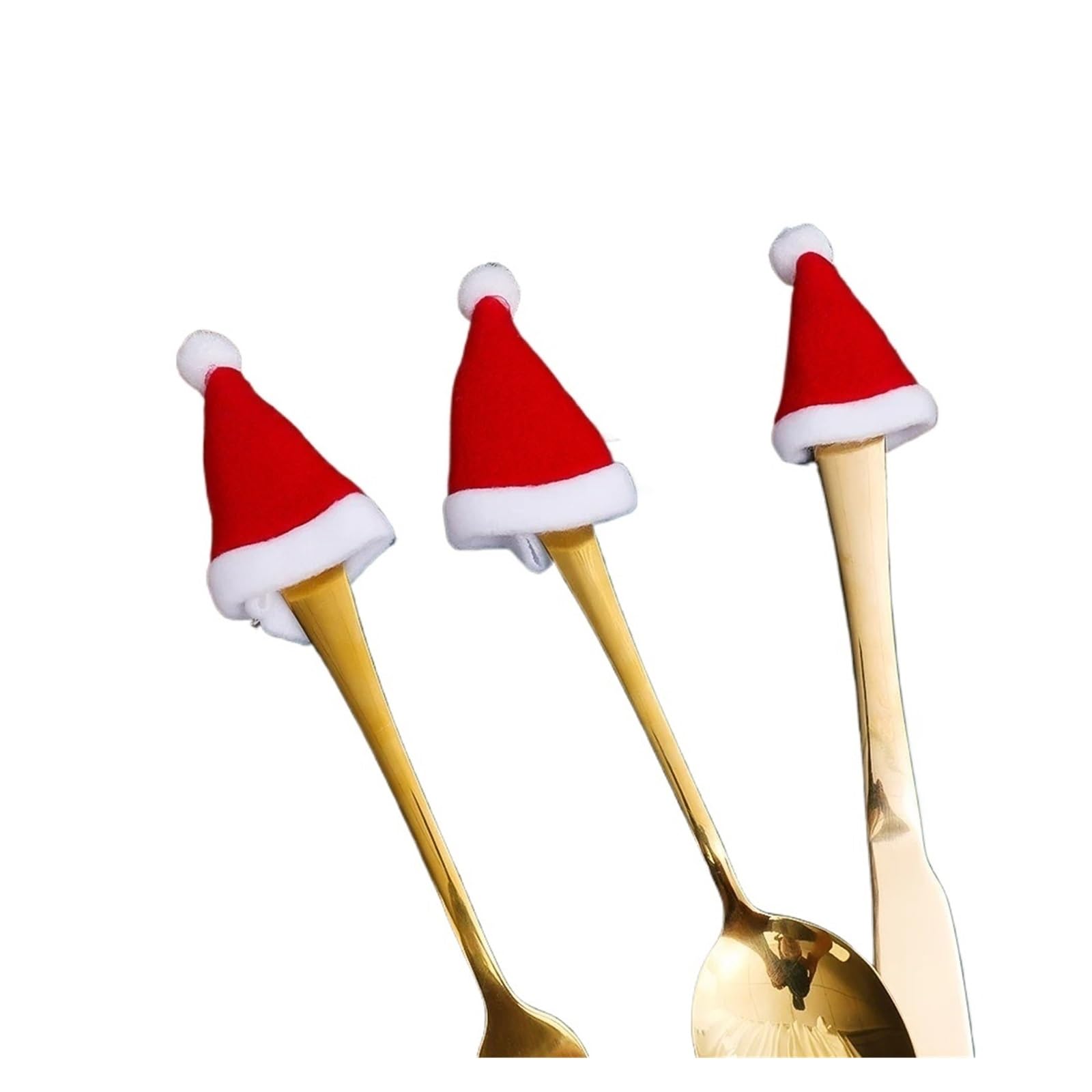 Borsa portaposate di Natale, cappello di Babbo Natale, tappo per bottiglia di vino, coltello e tasca per forchetta, decorazione da tavola per festa di Natale e Capodanno (rosso, 100 pezzi)