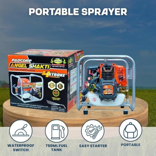 Image of PAD CORP by PADGILWAR CORPORATION Portable Angel Shakti 4 Stroke Petrol Engine Agriculture Power Sprayer, 36 Cc Engine, 750ml Fuel Tank, Easy Starter, Fuel Efficient, Isi Mark Engine