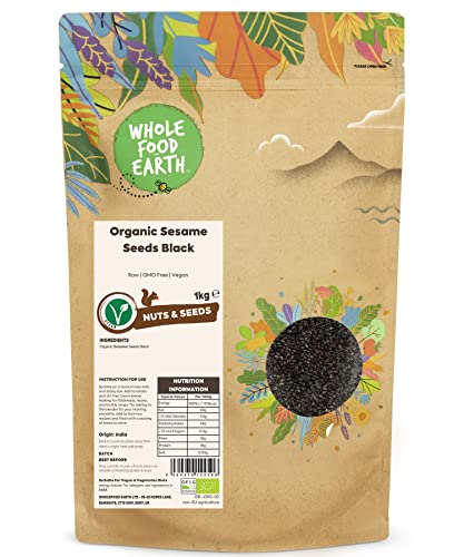 Wholefood Earth Organic Sesame Seeds Black 1kg Raw | GMO Free | Vegan | Certified Organic