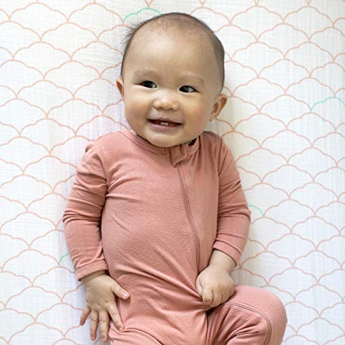 Image of Newton Baby Fitted Mini Crib Sheets (2-Pack) | Organic Muslin Cotton, Breathable & Soft Baby Sheets, Washable Baby Mattress Sheets, Fits Mini Crib Mattresses 24 inch x 38 inch, Dreamweaver Coral & Plain White