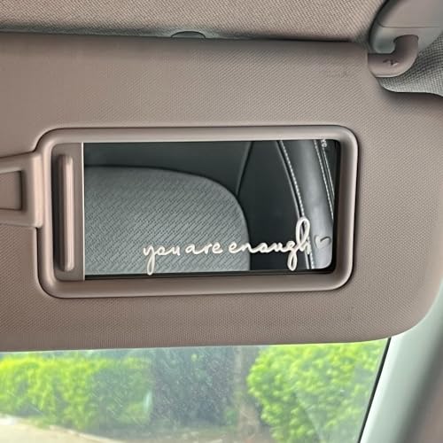 Image of Miarita 3X Hello Beautiful Rearview Mirror Decal, Vanity Mirror Stickers, Car Decals for Women, Rear View Mirror Sticker, Car Stickers and Decals, Rearview Mirror Accessories, (You are Enough White)