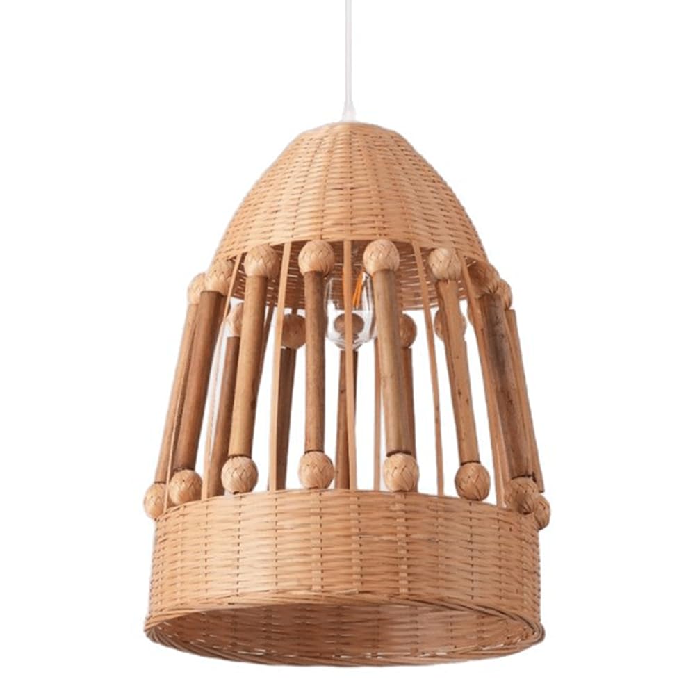 AYQJMD Boho Style Hanging Chandelier Bamboo Pendant Light Handmade Woven Pendant Lights Kitchen Island Light Fixture for Kitchen Island Restaurant Craft Room Farmhouse Lighting