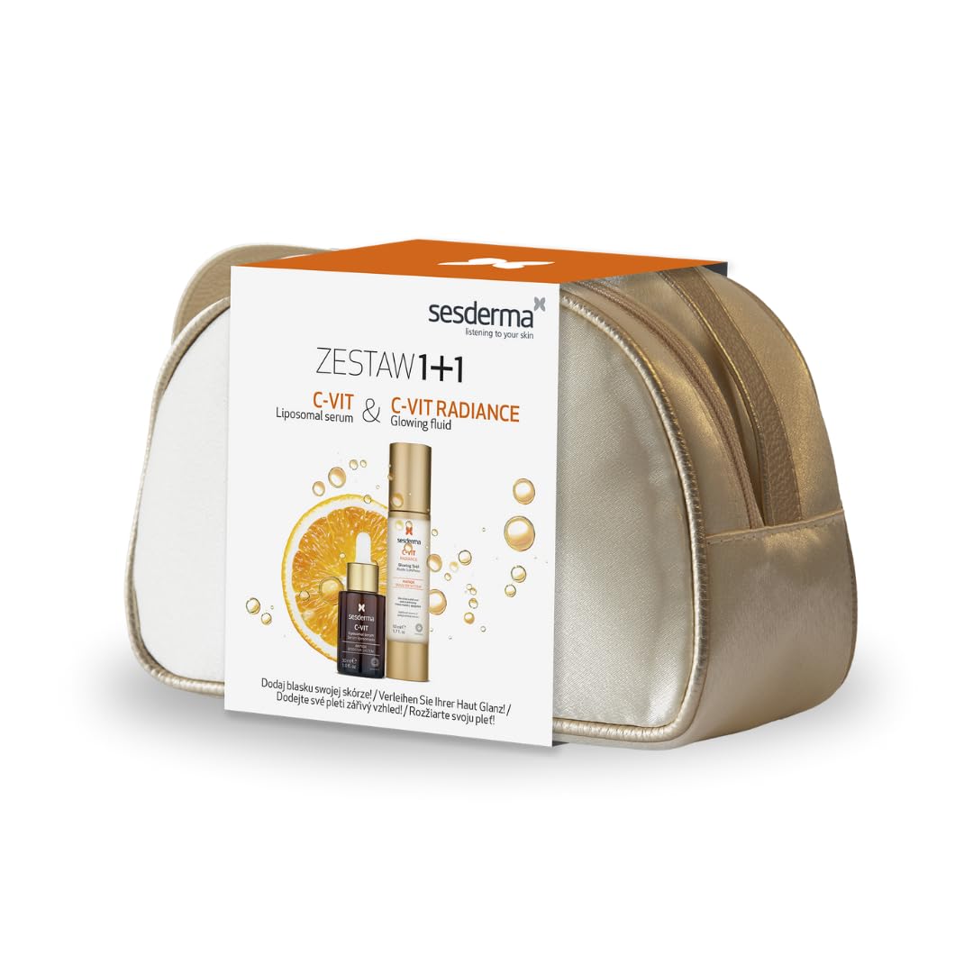 Sesderma C-VIT Weihnachtsset - Radience Creme 50 ml + Serum 30 ml, Vitamin C Anti-Aging Set, Feuchtigkeit & Glow, Für strahlende Haut, Ideal für alle Hauttypen