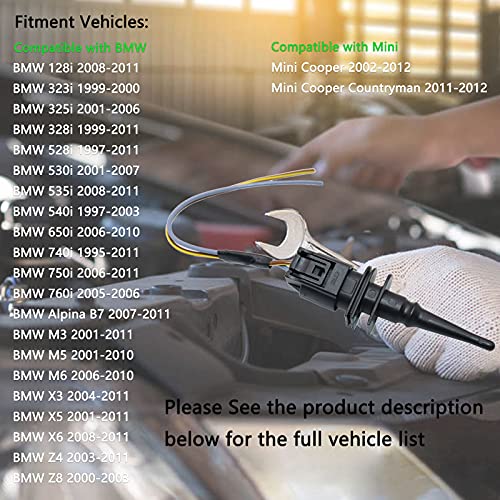 Kejsted Outside Ambient Air Temperature Sensor & Connector Pigtail Plug 65816905133 65816905050 Compatible With Bmw 128I 323I 325I 328I 330Ci 528I 530I 550I M3 M5 M6 X3 X5 X6 Z4 Z8 Mini Cooper #TOP6