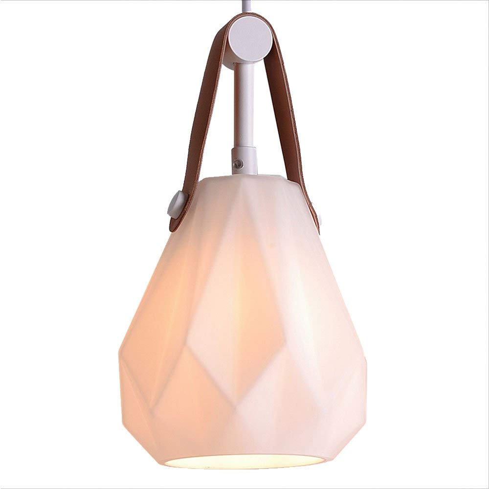 Lustre suspension E27 blanc en verre : luminaire plafonnier nordique avec hauteur réglable