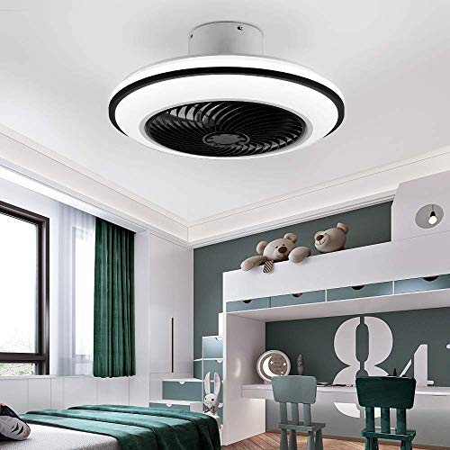 Iyunxi Led Modern Ceiling Fan With Lights,Flush Mount Dimmable Black Fan With Remote Control,Enclosed 72W 3-Color Speed Low Profile Ceiling Fan For Bedroom Living Room #TOP5
