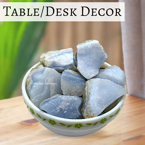 Image of Amazing Gemstone Blue Lace Agate Raw Crystals and Healing Stones, Natural Rocks for Tumbling - DIY Raw Stones and Crystals, 2 Pieces