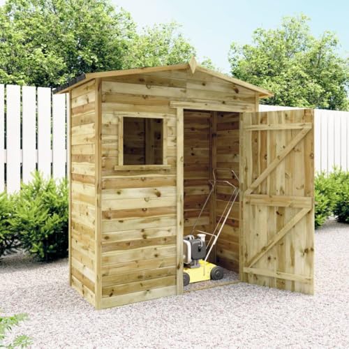 Cobertizo de jardín Outsunny, cobertizo de almacenamiento de jardín de pino impregnado para patio trasero, terraza, césped
