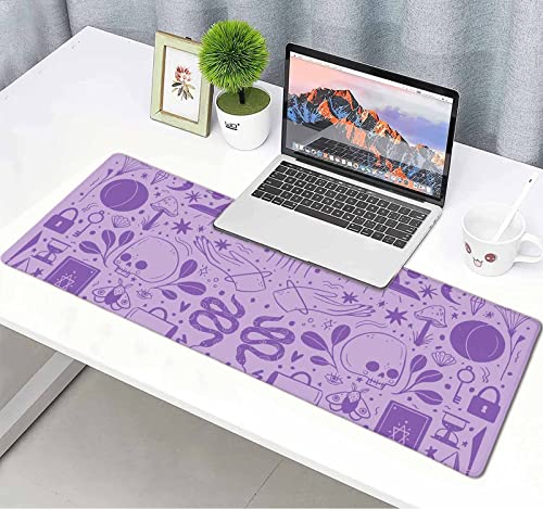 Image of Kawaii Pastel Purple Witchy Large Gaming Mouse Pad, Mystical Elements Cute Goth Desk Mat, Aesthetics Desk Pad for Work, Laptop, Office, Home, 31.5 X 11.8 Inch
