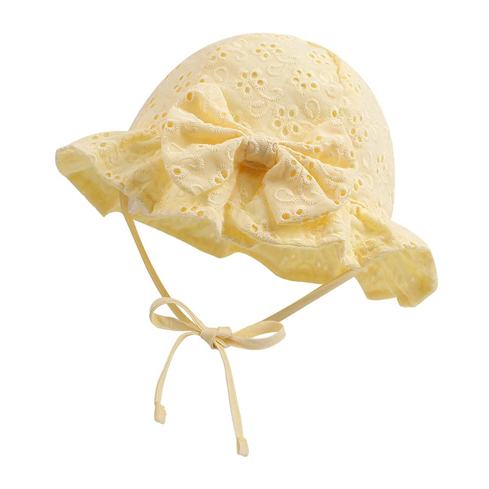 Baby Sonnenhut, Mädchen Sommer mütze 100% Baumwolle Spitze Stickerei Sonnenhut Baby Faltbarer Fischerhut Baby Mädchen Niedlich Strand Hut UV-Schutz 50 Sommermütze Sonnenschutz Eimer Hut