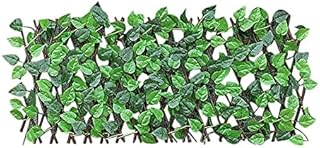 REOVE Artificial Leaf Screening, Adjustable Retractable Fence Artificial Garden Trellis Decoration Privacy Expanding Wooden Landscaping Fence Privacy Garden Fence