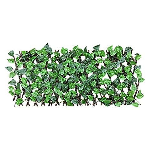 REOVE Artificial Leaf Screening, Adjustable Retractable Fence Artificial Garden Trellis Decoration Privacy Expanding Wooden Landscaping Fence Privacy Garden Fence Cover
