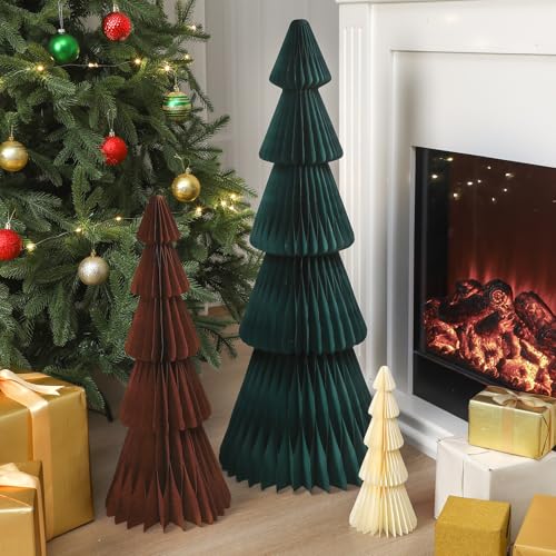 Fullhawl Große Weihnachtsbäume aus Papier, Wabenstruktur, 3D grüne...