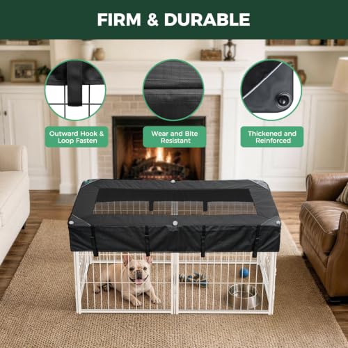 Image of FXW Homeplus Indoor Dog Playpen with Mesh Top Cover, 24 inch H, 6 Panels