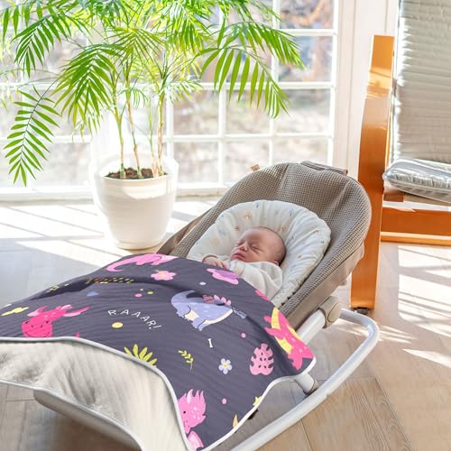 Image of Qilmy Cute Dragons Baby Blanket for Boys Girls Kids with Soft Cotton, Cute Cozy Warm Nursery Receiving Swaddle Blanket for Toddler Infant Crib, 30 x 40 Inch