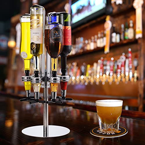 Wngdua 6-Bottle Rotating Liquor Dispenser Bar Butler Liquor Dispenser Liquor Bottle Holder, Professional Rotating Alcoholic Beverages Dispenser Cocktail Shot Dispenser Wine Holder Party Pourer Stand #TOP5