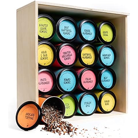 Just Spices Großes Top 16 Gewürze Set I Geschenkset in schöner Holzbox I Unsere 16 Favoriten in einer Box I Gewürzset Geschenkidee für Männer und Frauen Cover