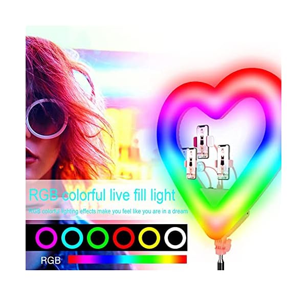20"RGB-Ringlicht, Fülllicht 3000K-5500K DJ-Atmosphärenlicht mit Stativ-Fernbedienung Kabelsteuerungsschalter HD-Display für Live-Stream/Make-up/Fotografie – Bild 8