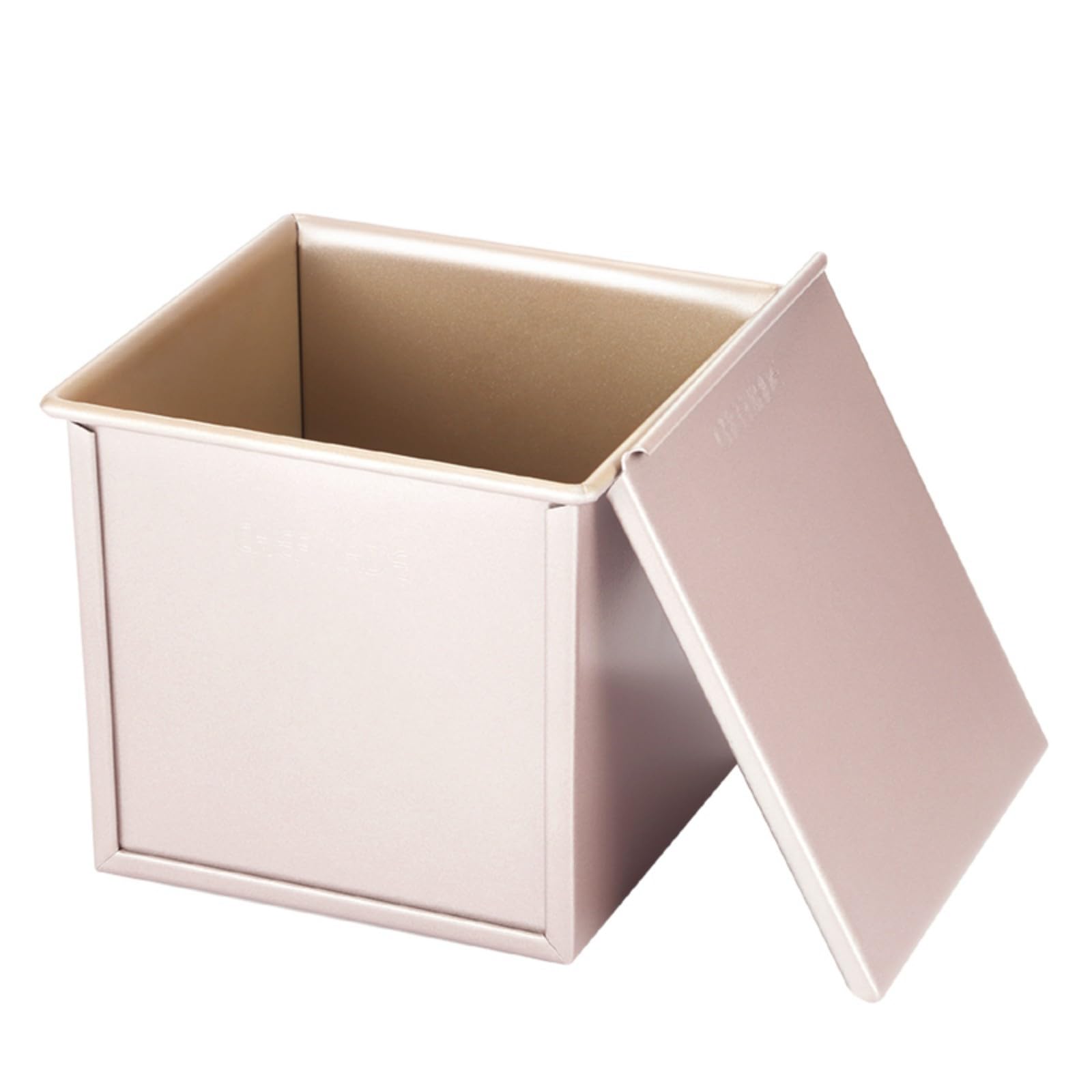 CHEFMADE Pullman Loaf Pan with Lid Square Flat Toast Box 1Lb Non-Stick Bread Toast Box Mold for Oven Baking (Champagne Gold)