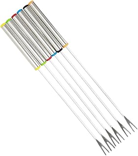 HEMOTON 6 Peças Garfos De Aço Inoxidável Garfo De Frutas Marshmallows Garfo De Carne Inoxidável Agulhas De Churrasco Pote Garfo Garfo De Fondue Inoxidável Garfo De Sobremesa Garfo De
