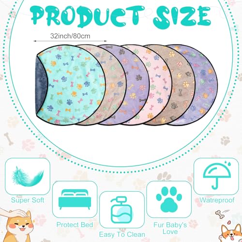 Image of 8 Pack Round Pee Pads for Dogs Washable 32'' Waterproof Whelping Pads Reusable Puppy Pads Anti Slip Pet Training Pads Absorbent Whelping Floor Pad Whelping Box Supplies for Crate Potty