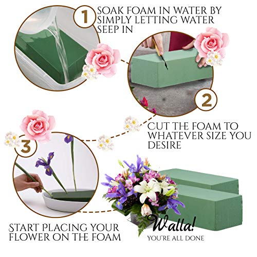 Premium Floral Foam Bricks Green Styrofoam Wet Foam Blocks 2.87 x 3.87 x 8.87 inches - 6/Pkg Green - Thumbnail 3